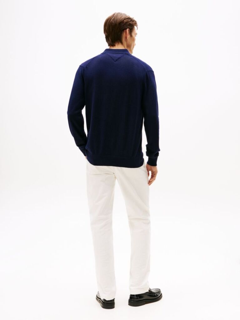 Blue Polo Collar Jumper with Cashmere  Men