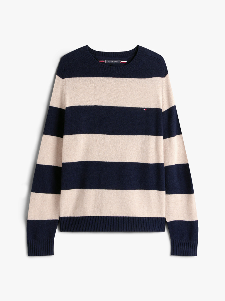 Multi Pure Lambswool Crew Neck Jumper  Men