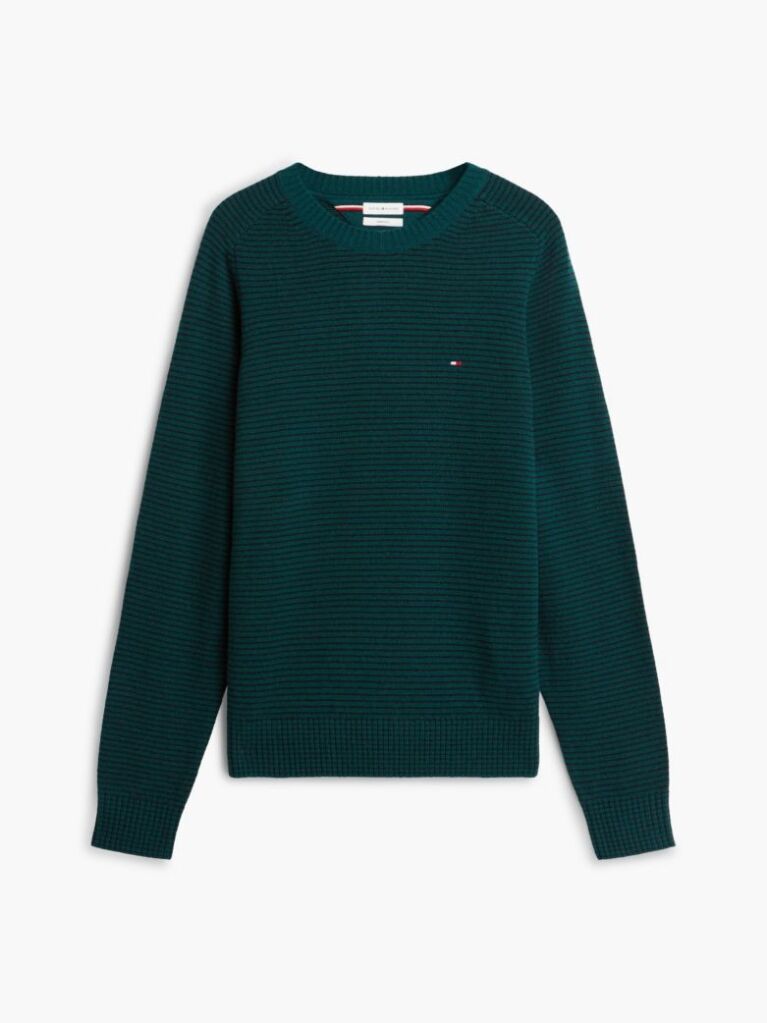 Green Pure Lambswool Crew Neck Jumper  Men