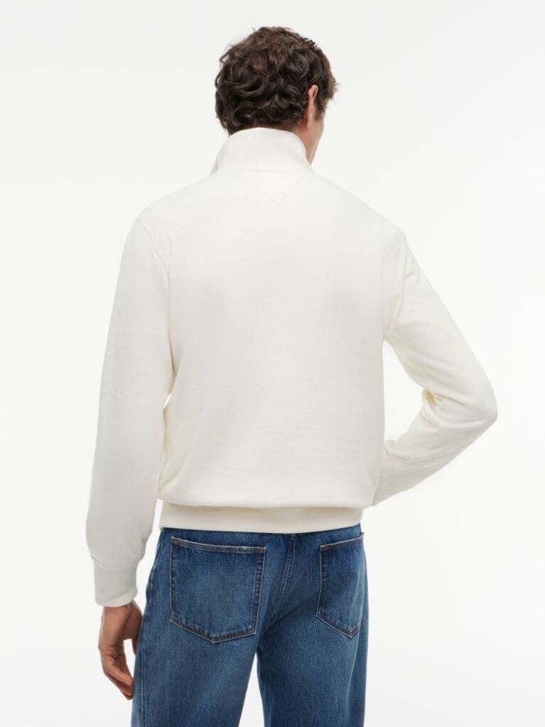 Beige Quarter-Zip Fleece Sweatshirt  Men