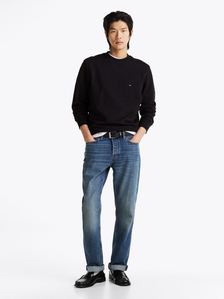 Black Terry Crew Neck Sweatshirt  Men