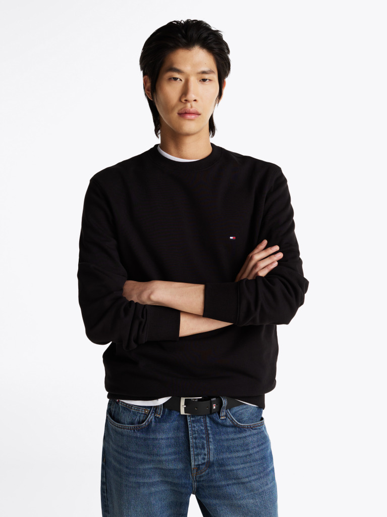 Black Terry Crew Neck Sweatshirt  Men