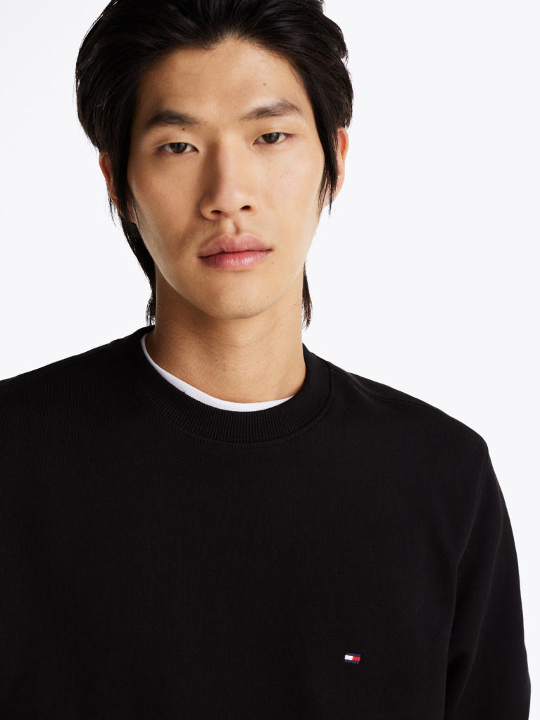 Black Terry Crew Neck Sweatshirt  Men