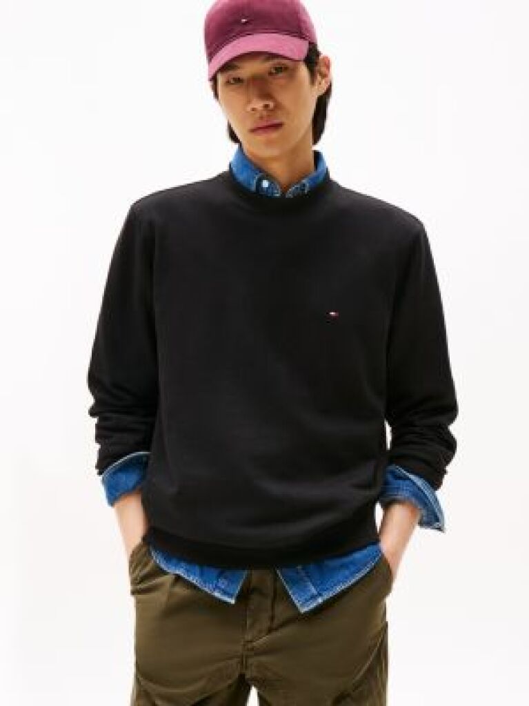 Black Terry Crew Neck Sweatshirt  Men