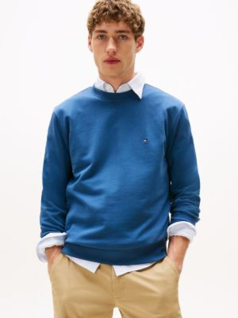 Blue Terry Crew Neck Sweatshirt  Men