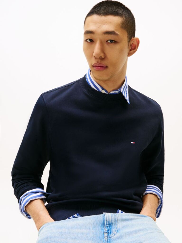 Blue Terry Crew Neck Sweatshirt  Men