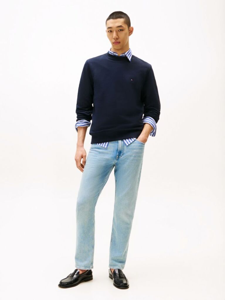 Blue Terry Crew Neck Sweatshirt  Men