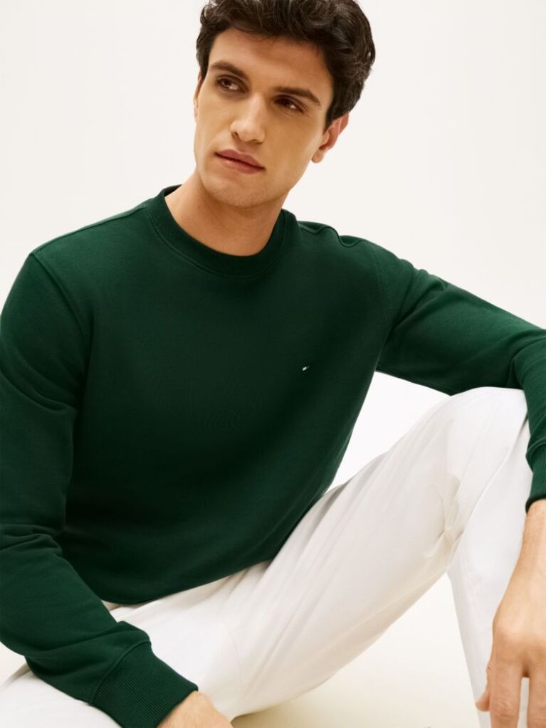 Green Terry Crew Neck Sweatshirt  Men