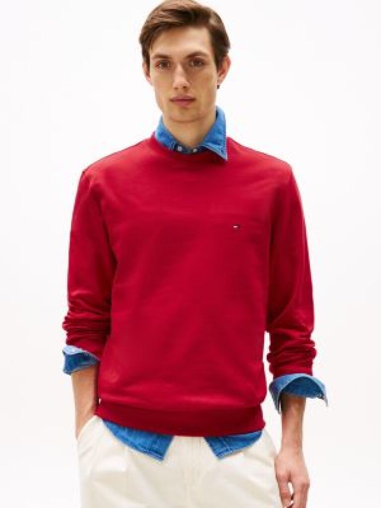 Red Terry Crew Neck Sweatshirt  Men