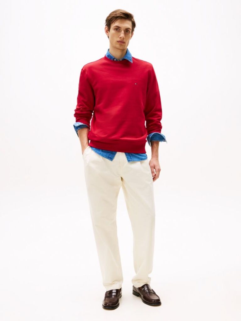 Red Terry Crew Neck Sweatshirt  Men