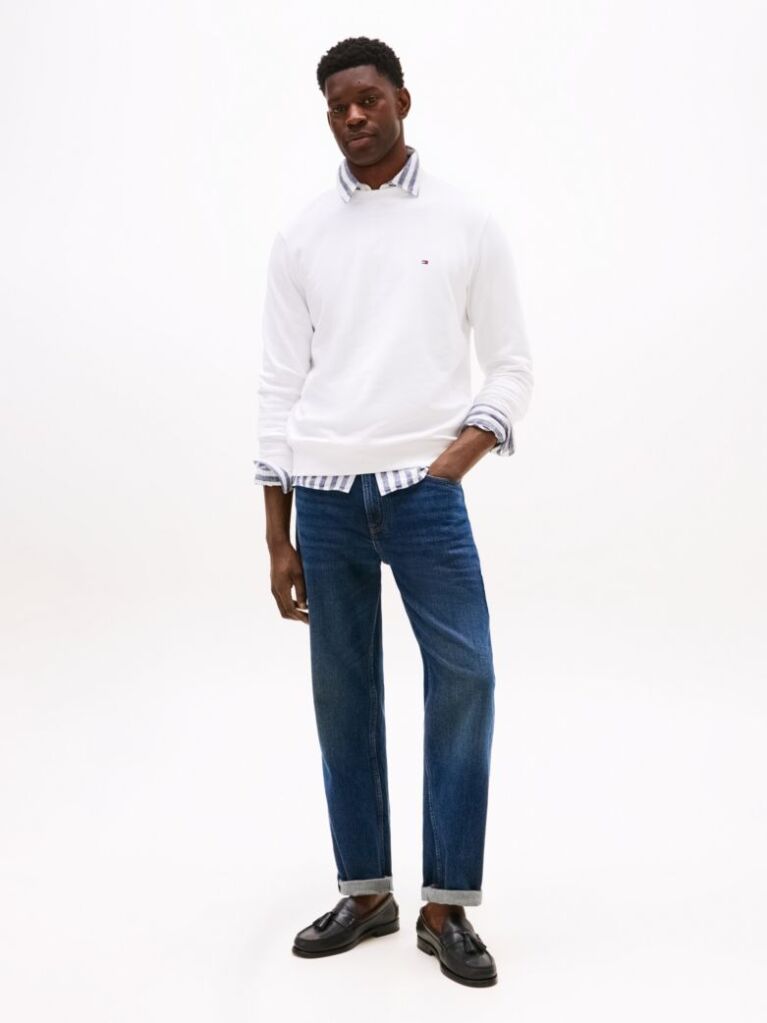 White Terry Crew Neck Sweatshirt  Men