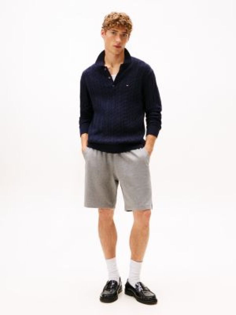 Grey Flag Embroidery Sweat Bermuda Shorts  Men