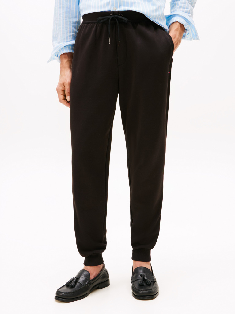 Black Intechno Knit Cuffed Leg Joggers  Men