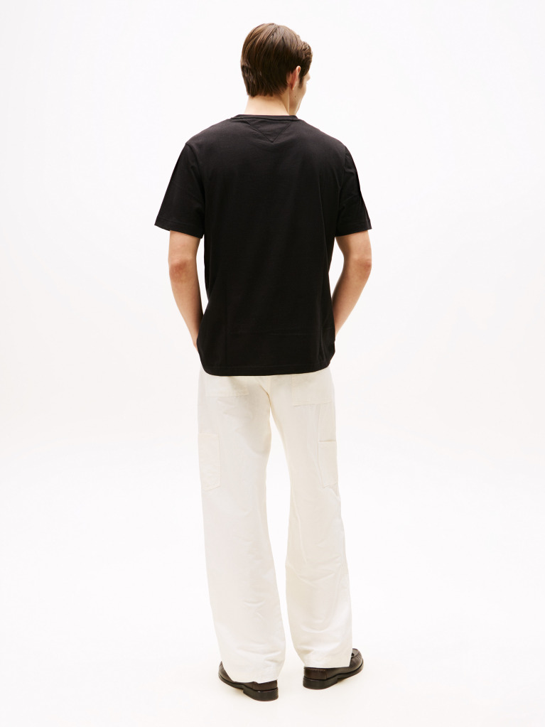 Black Flag Embroidery Crew Neck T-Shirt  Men