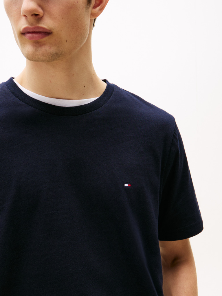 Blue Flag Embroidery Crew Neck T-Shirt  Men