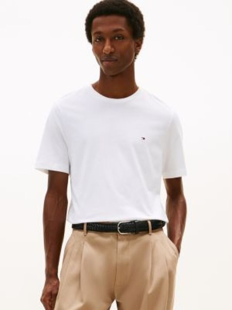 White Flag Embroidery Crew Neck T-Shirt  Men