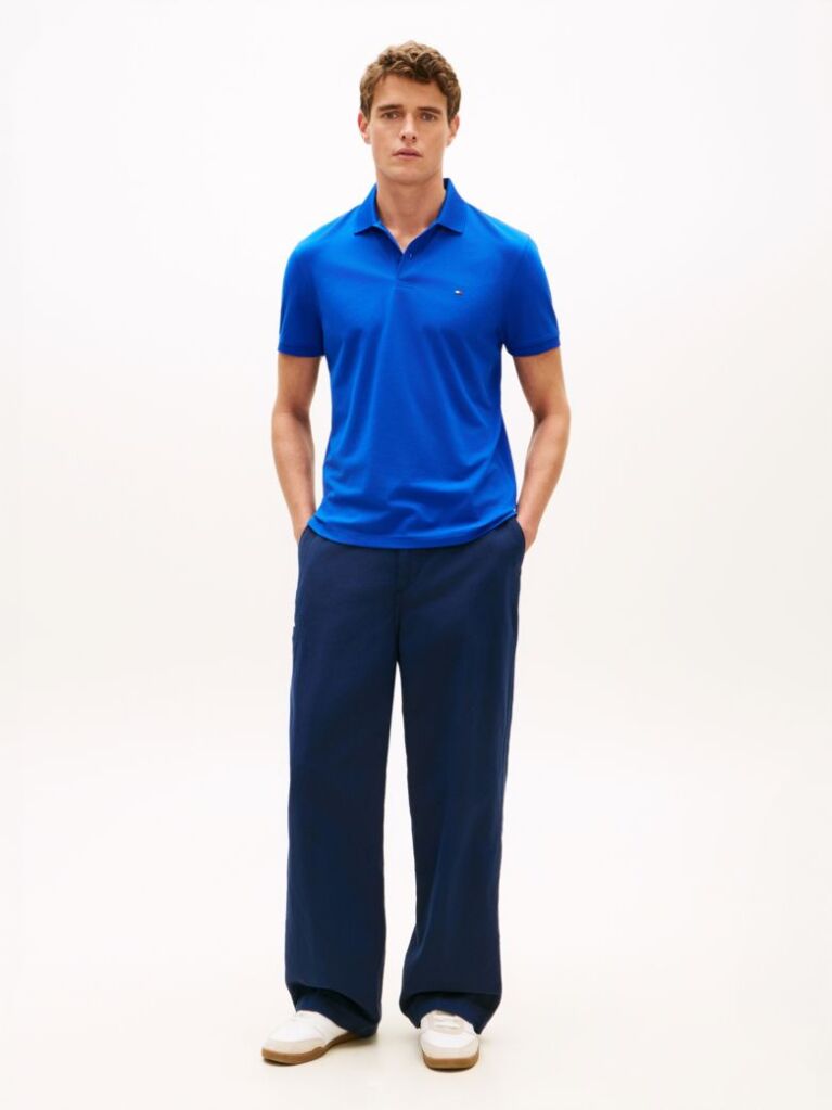 Blue Moisture Wicking Pique Regular Polo Shirt  Men