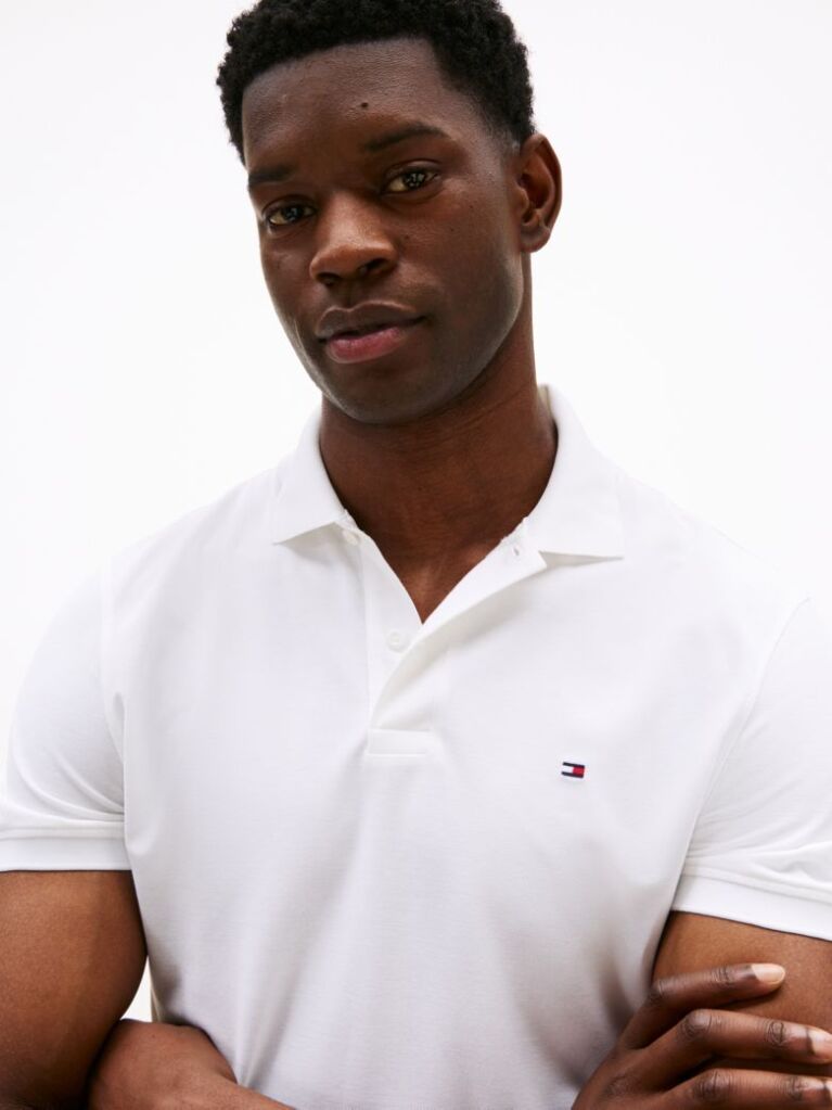 White Moisture Wicking Pique Regular Polo Shirt  Men