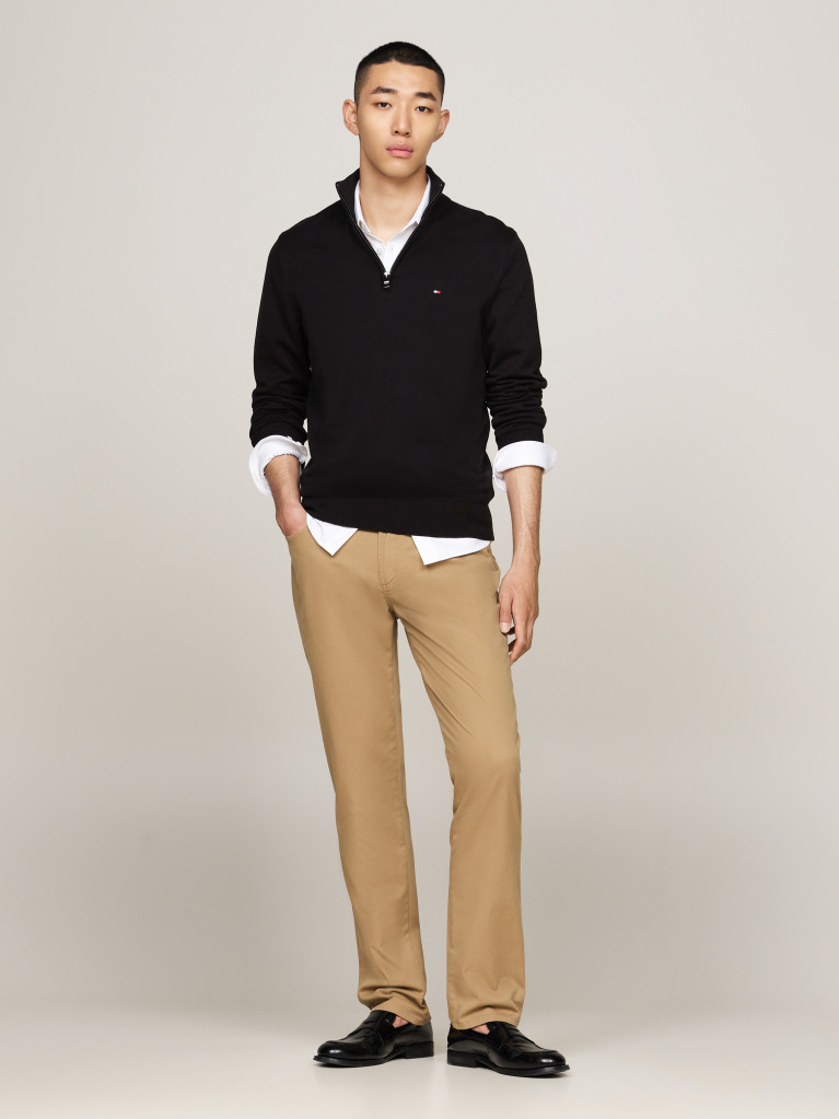 Black Half-Zip Mock Turtleneck Jumper  Men