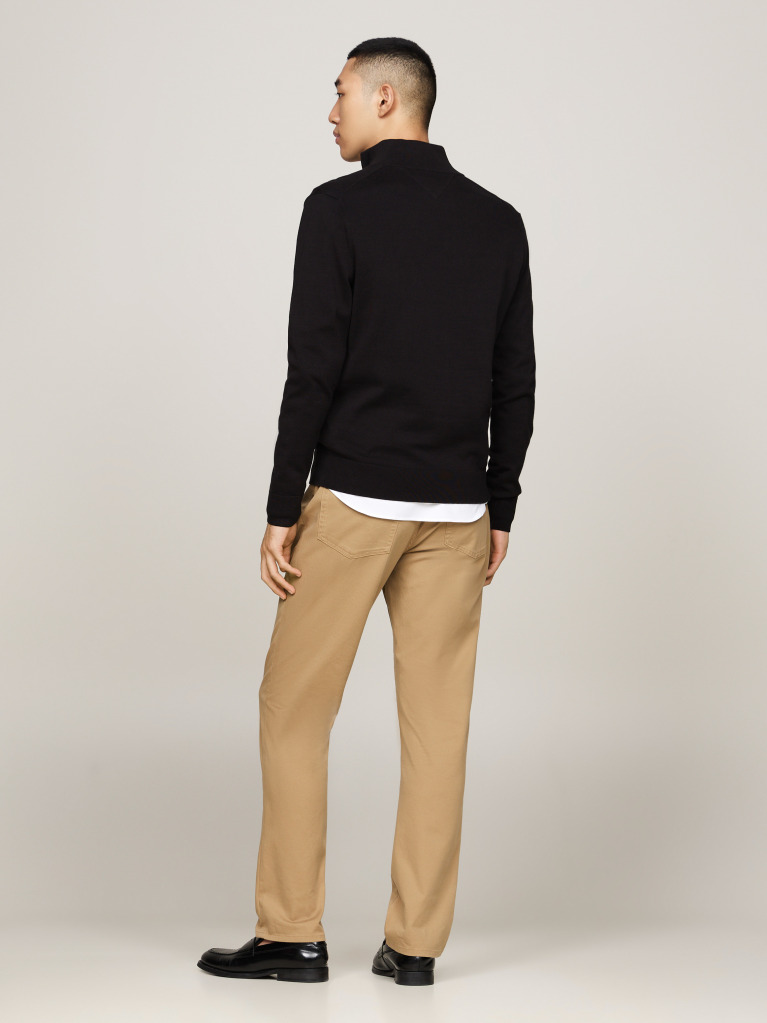 Black Half-Zip Mock Turtleneck Jumper  Men