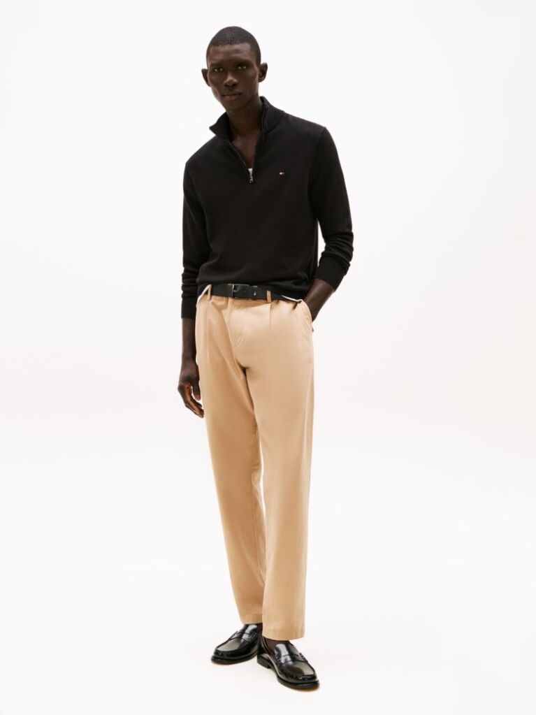 Black Half-Zip Mock Turtleneck Jumper  Men