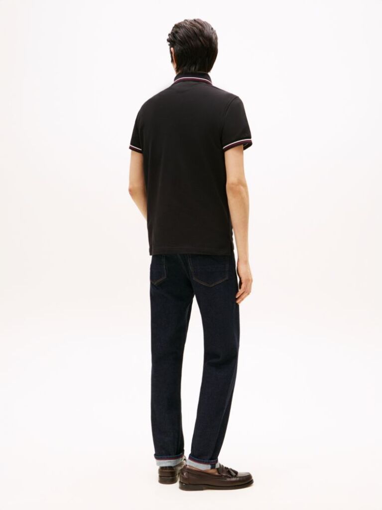 Black Tiped Slim Fit Polo Shirt  Men