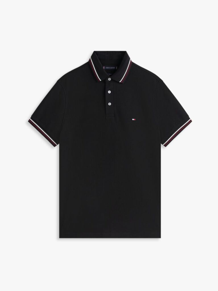 Black Tiped Slim Fit Polo Shirt  Men