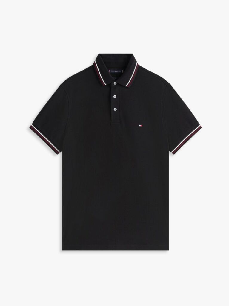Black Tiped Slim Fit Polo Shirt  Men