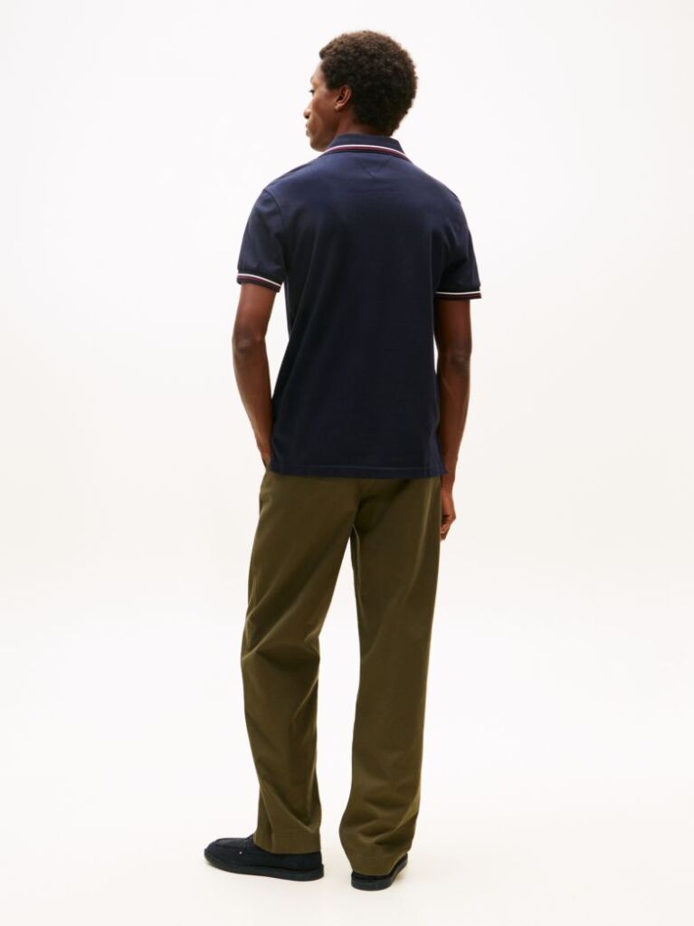 Blue Tiped Slim Fit Polo Shirt  Men