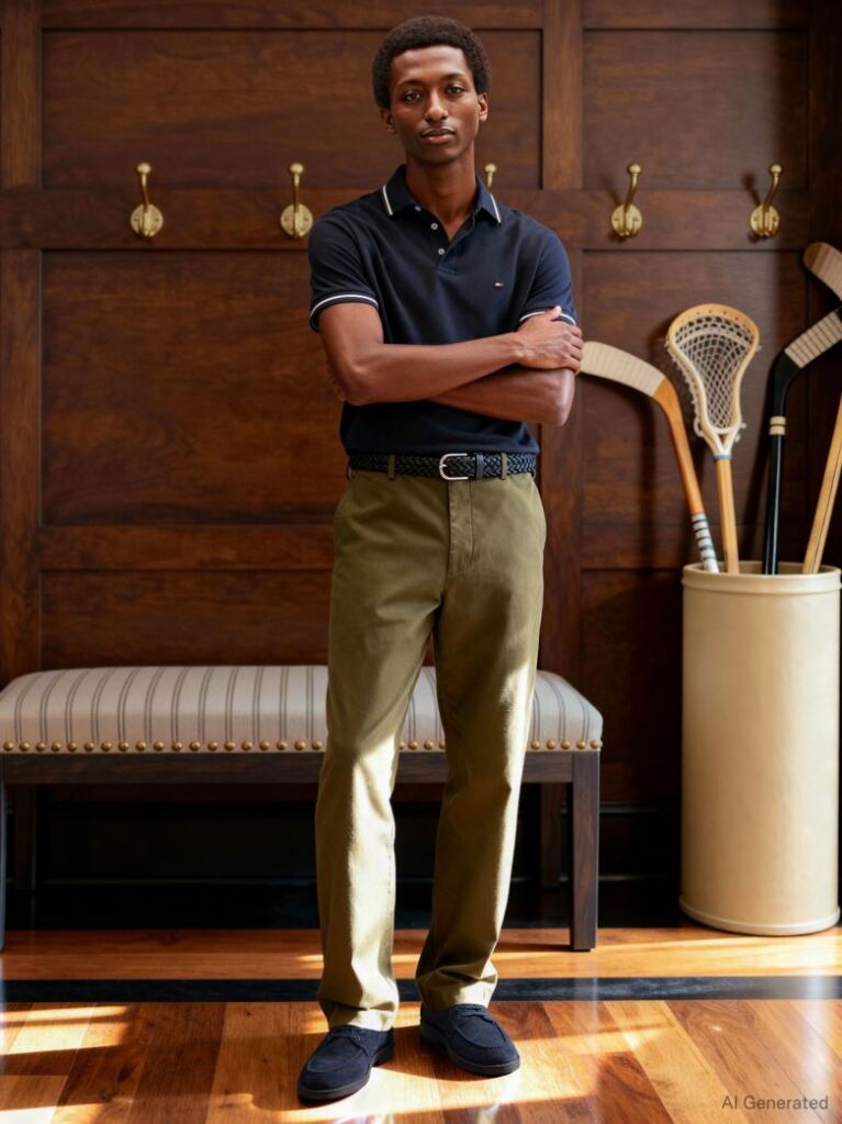 Blue Tiped Slim Fit Polo Shirt  Men