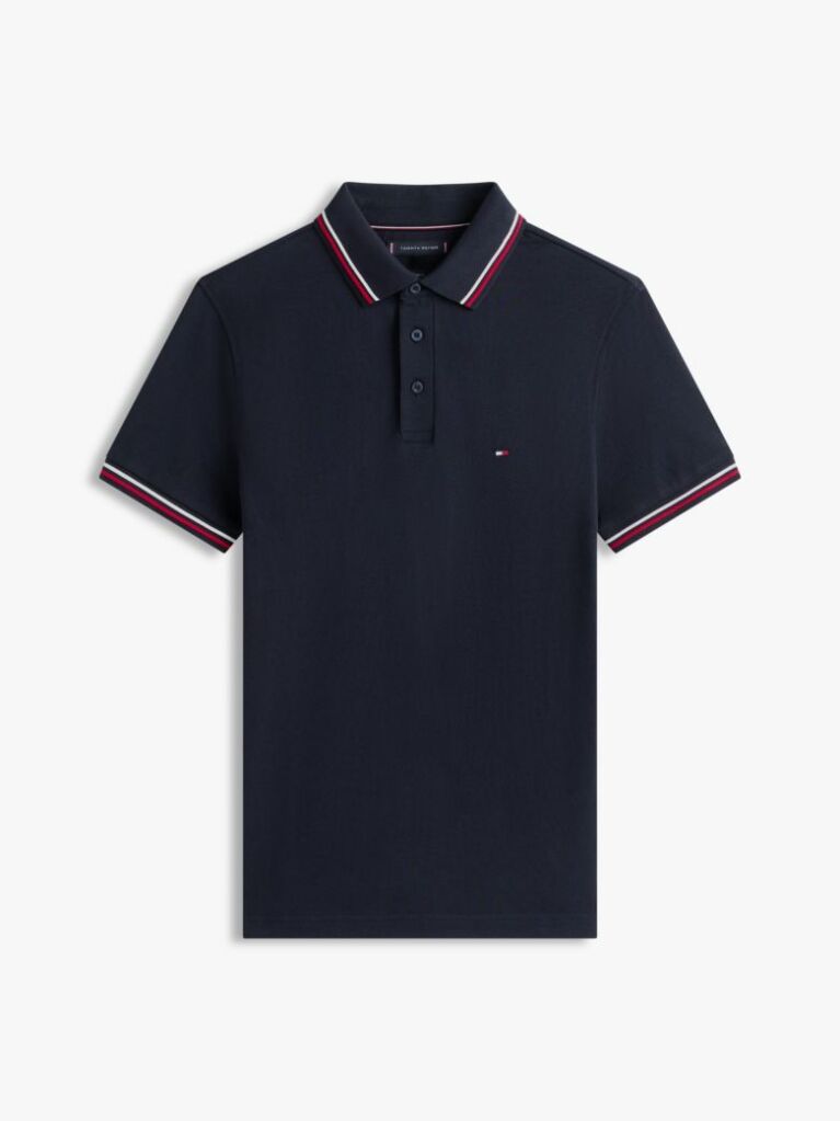 Blue Tiped Slim Fit Polo Shirt  Men