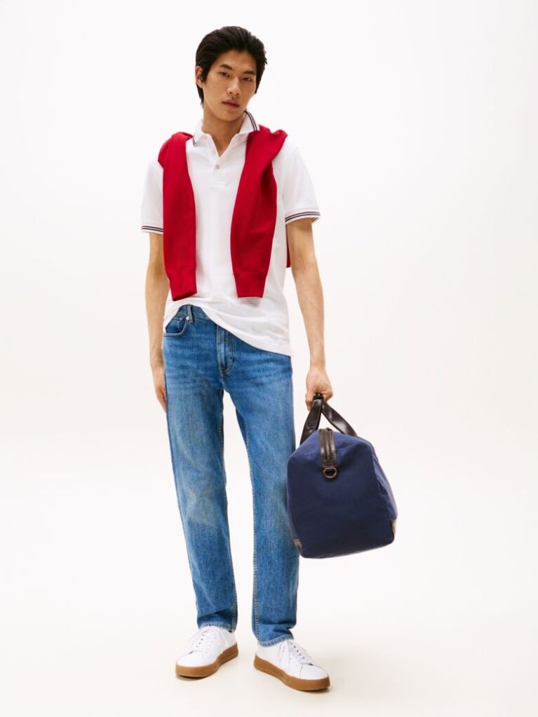 White Tiped Slim Fit Polo Shirt  Men