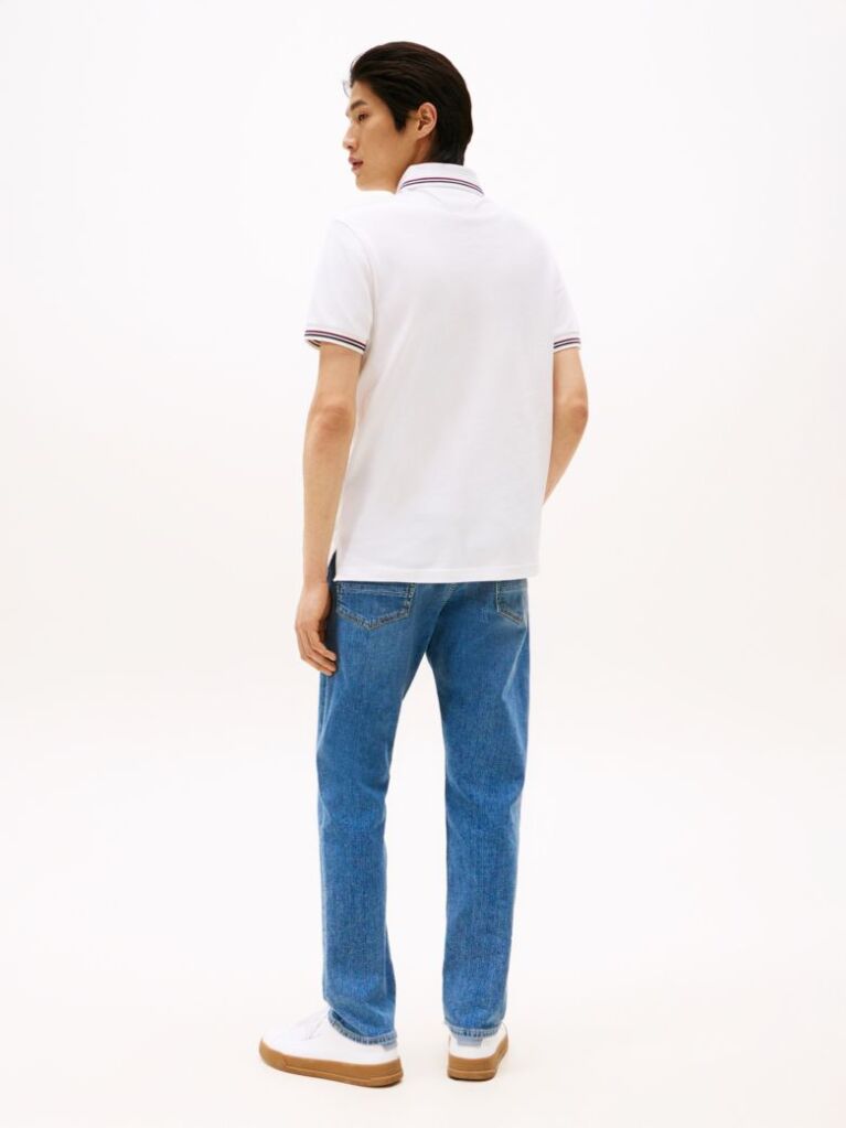 White Tiped Slim Fit Polo Shirt  Men