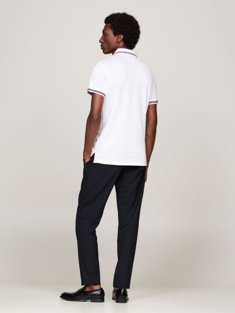 White Tiped Slim Fit Polo Shirt  Men