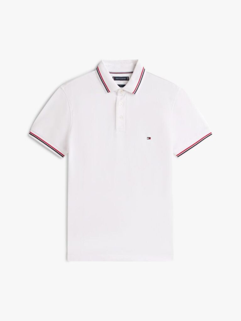White Tiped Slim Fit Polo Shirt  Men