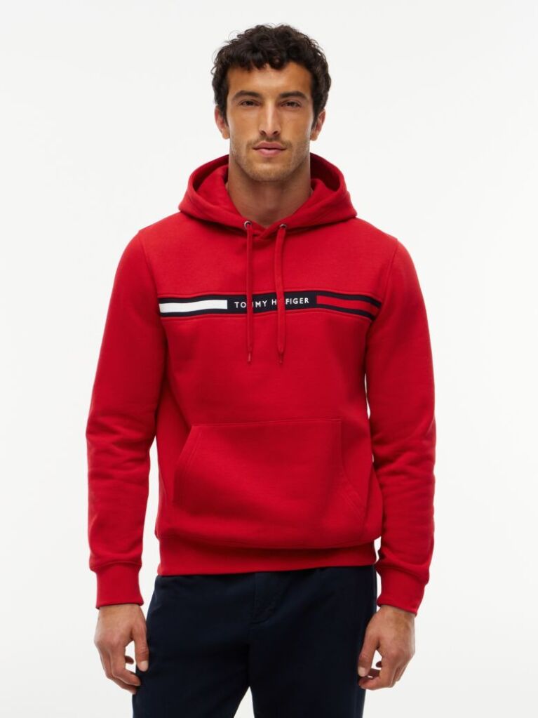 Red Logo Drawstring Hoody  Men
