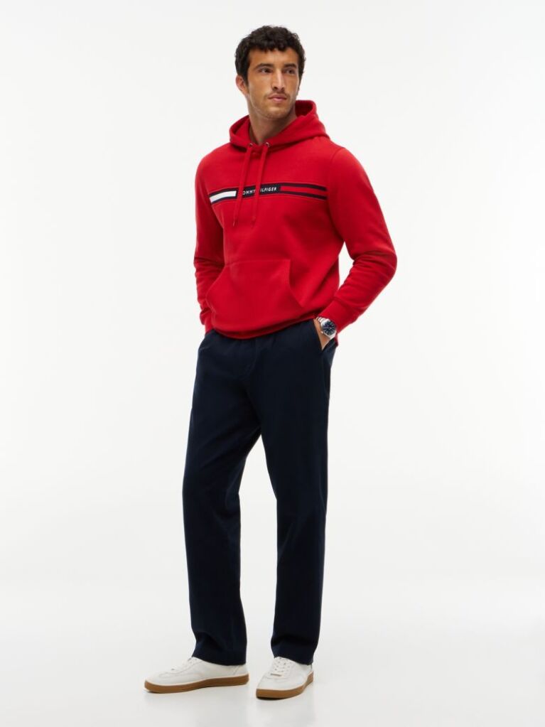 Red Logo Drawstring Hoody  Men