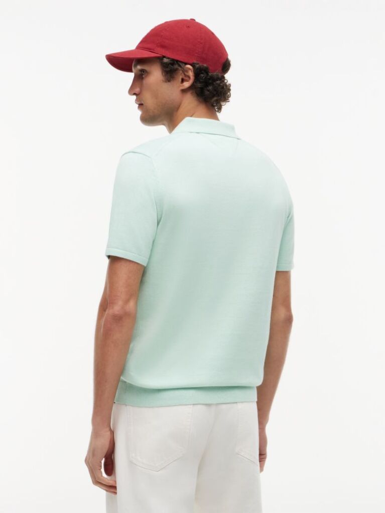 Green Regular Fit Knit Polo Shirt  Men