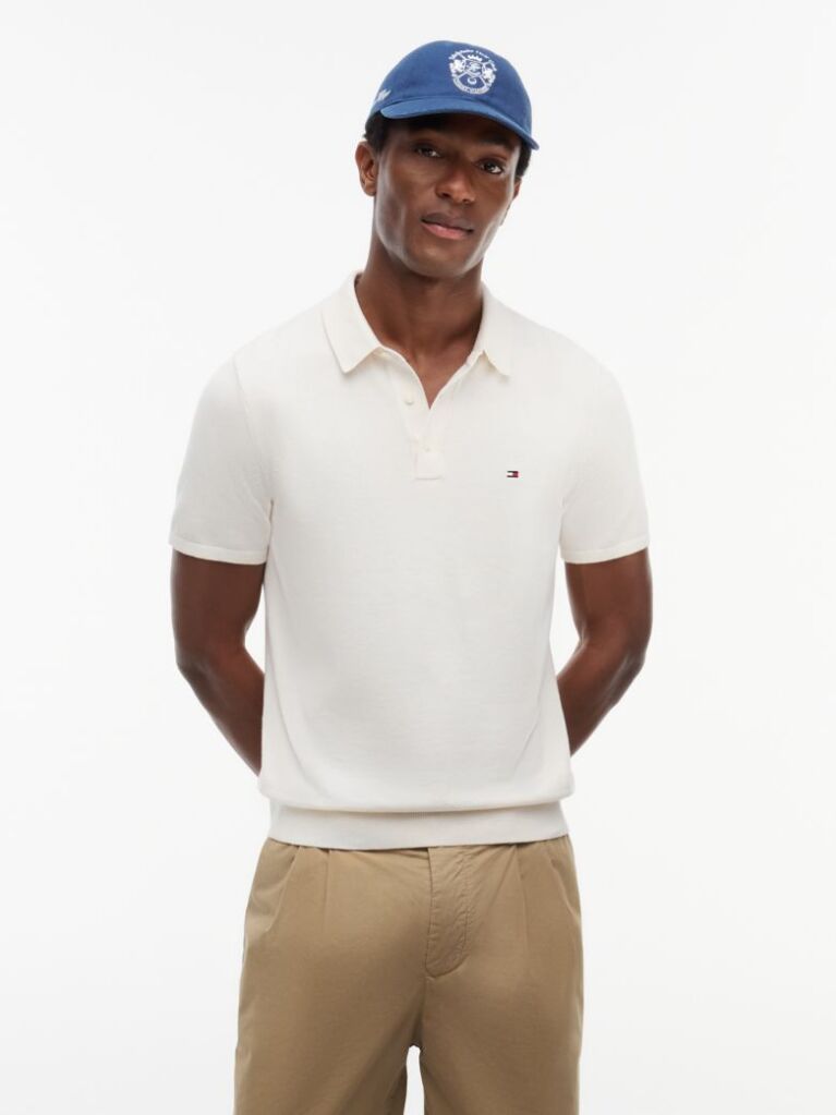 Beige Regular Fit Knit Polo Shirt  Men
