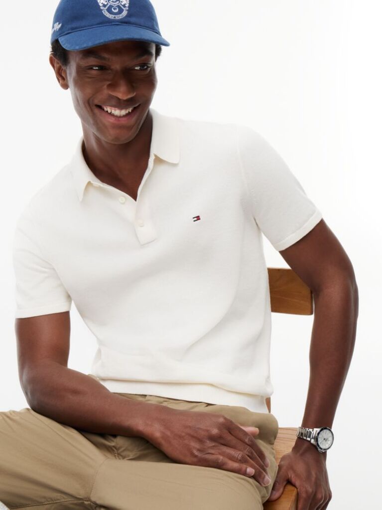 Beige Regular Fit Knit Polo Shirt  Men