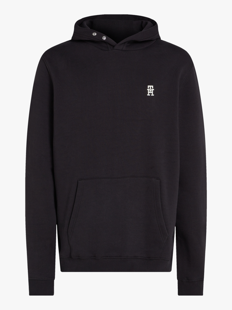 Black Contrast TH Monogram Embroidery Hoody  Men
