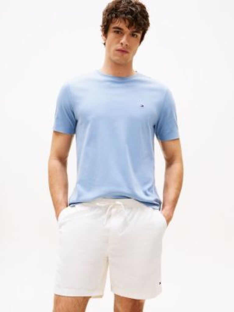 Μπλε Interlock Πλεκτό T-Shirt  Άνδρες