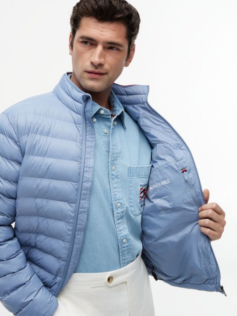 Blue Packable Recycled Jacket  Men