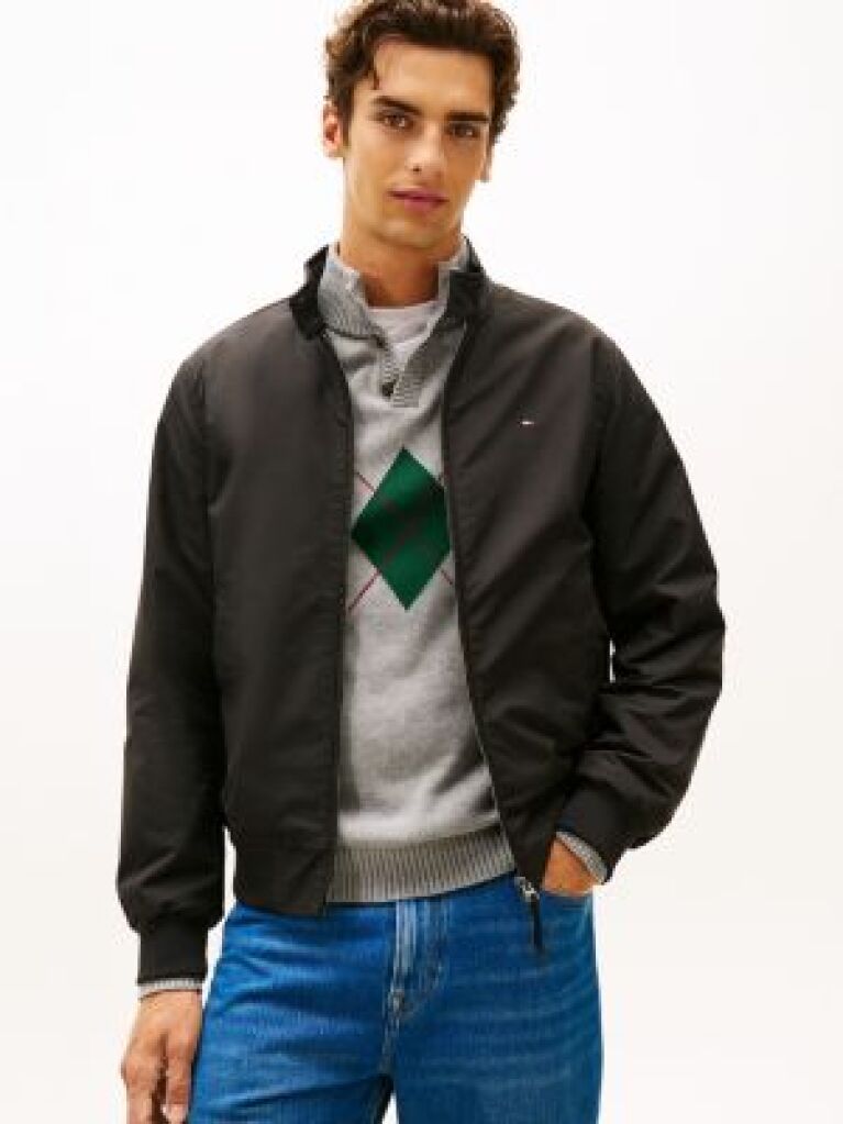 Black Relaxed Harrington Jacket  Men