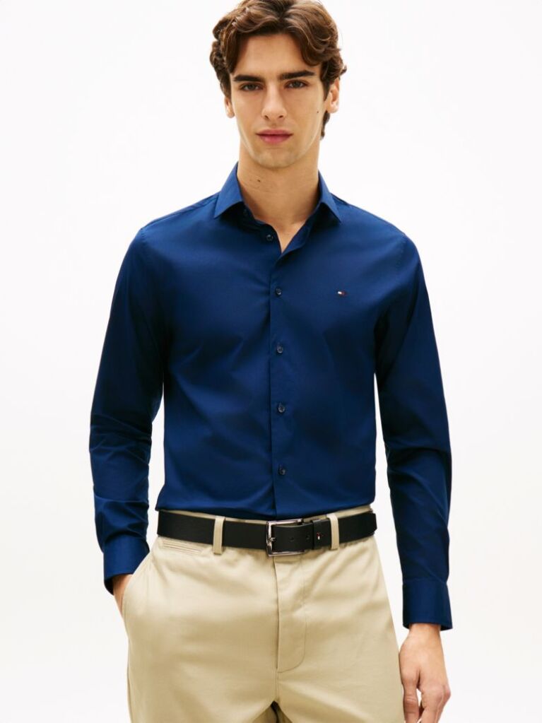 Blue Flex Slim Fit Poplin Shirt  Men