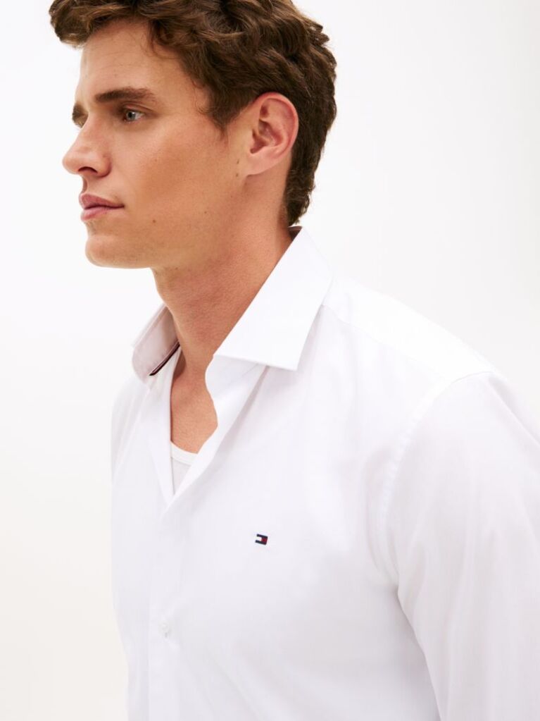 White Flex Slim Fit Poplin Shirt  Men