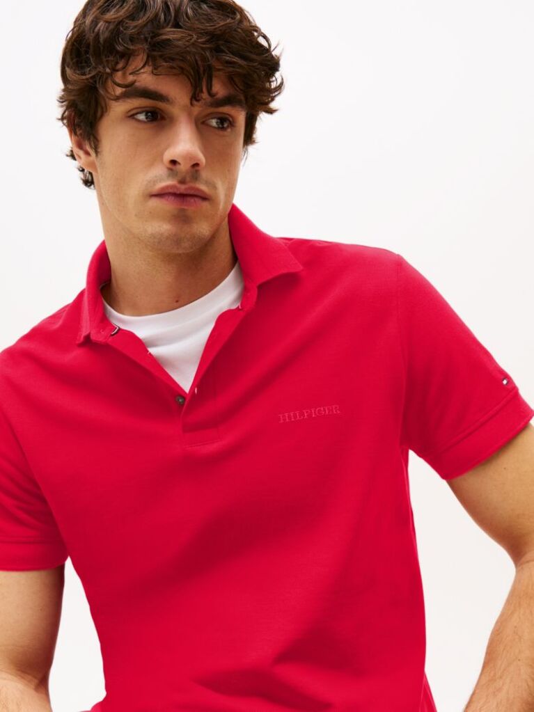 Κόκκινο Hilfiger Monotype Μπλούζα Πόλο Σε Κανονική Γραμμή  Άνδρες