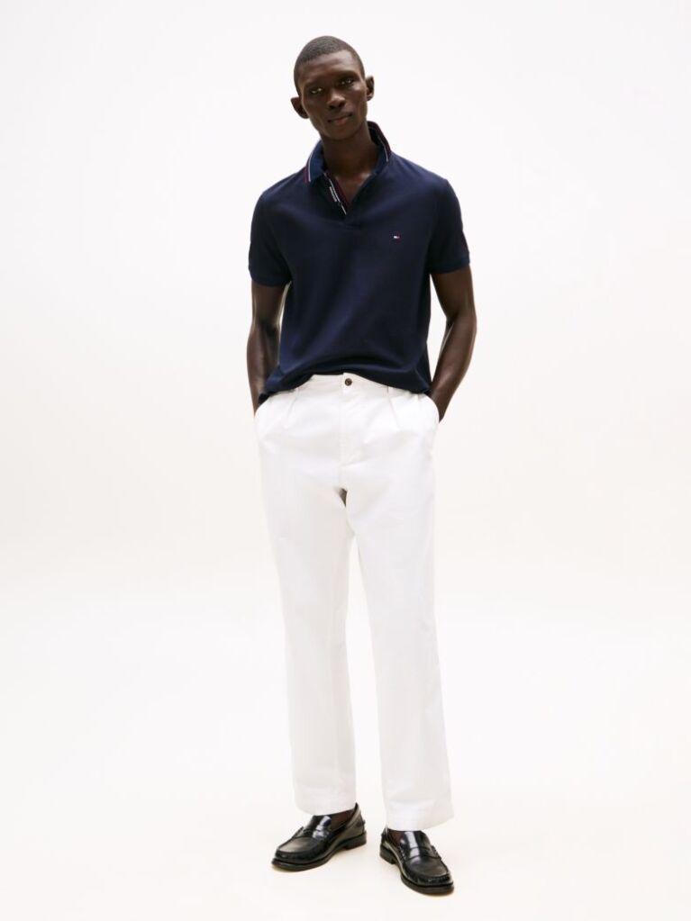 Blue Regular Fit Tipped Collar Polo Shirt  Men