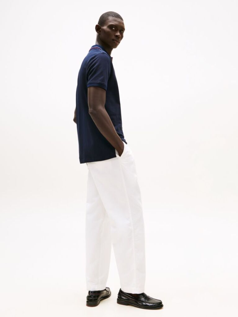 Blue Regular Fit Tipped Collar Polo Shirt  Men