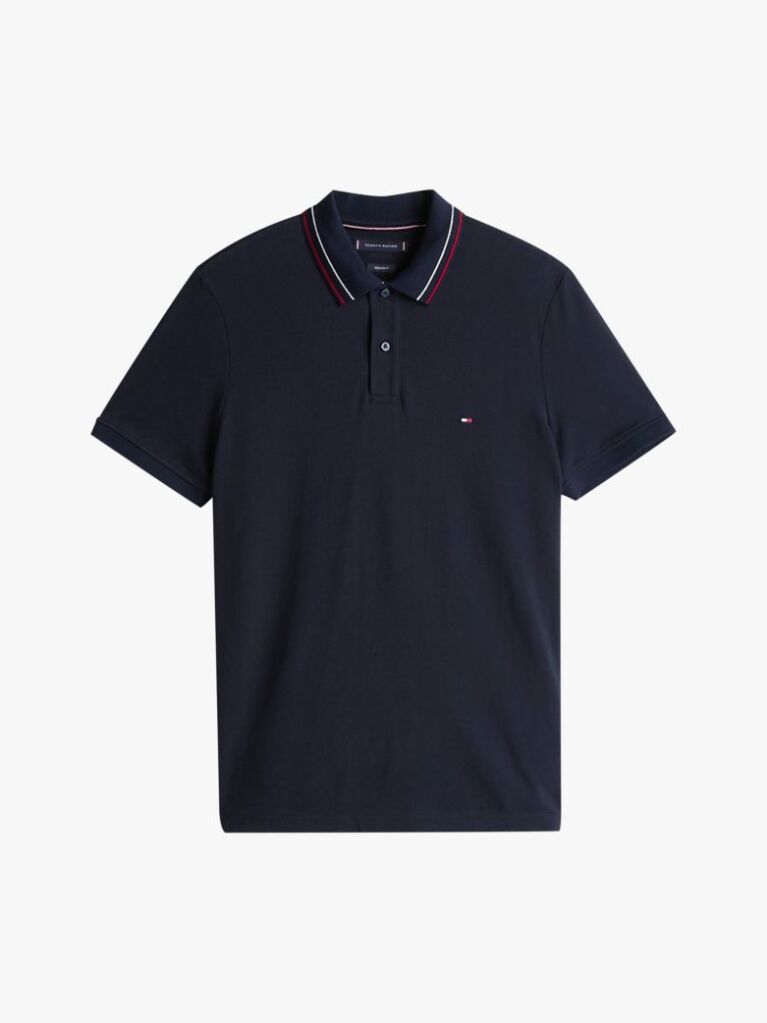 Blue Regular Fit Tipped Collar Polo Shirt  Men
